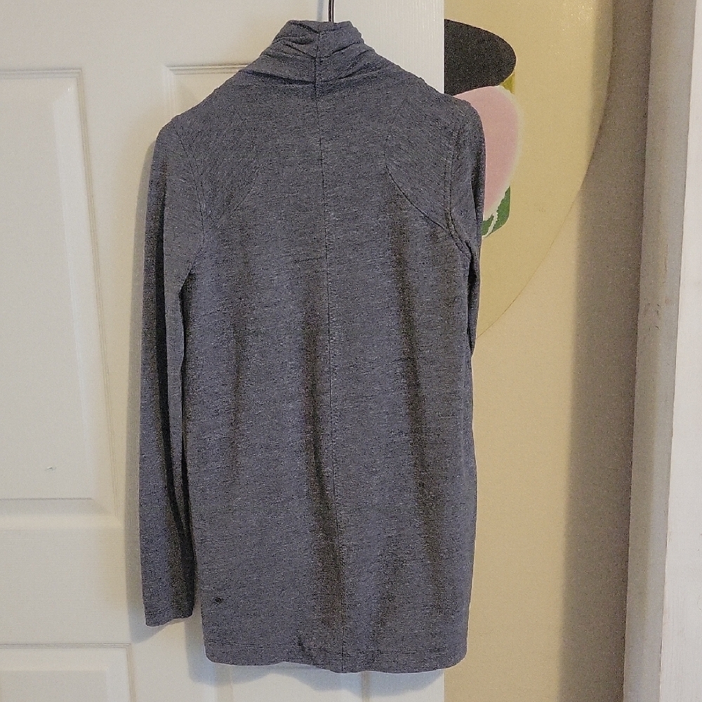 Lululemon Stylish Heather Gray Cowl Neck cross over snap close Jacket - Picture 6 of 7
